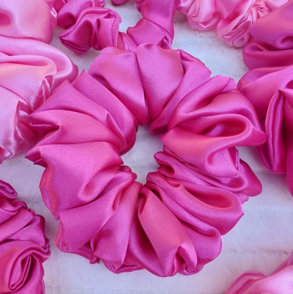 XL Pink Satin Scrunchie
